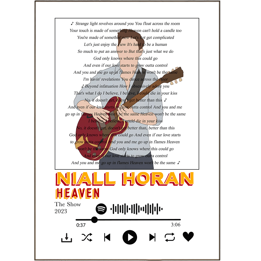 Niall Horan - Heaven Prints - 98typessong lyric prints