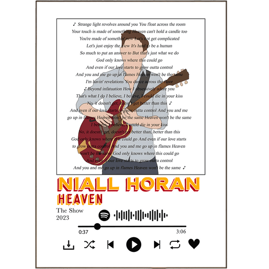 Niall Horan - Heaven Prints - 98typessong lyric prints