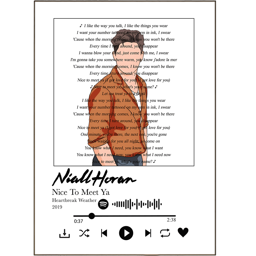 Niall Horan - Nice To Meet Ya Prints - 98typessong lyric prints