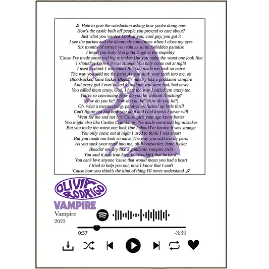 Olivia Rodrigo - Vampire Prints - 98typessong lyric prints