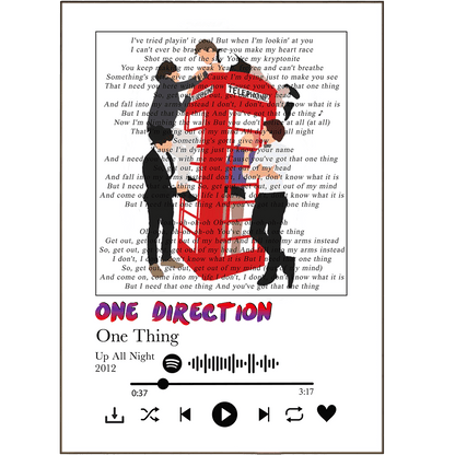 One Direction - One Thing Prints - 98typessong lyric prints