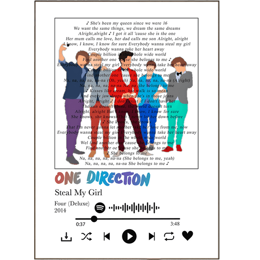 One Direction - Steal My Girl Prints - 98typessong lyric prints