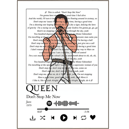 Queen - Don't Stop Me Now Prints - 98typessong lyric prints