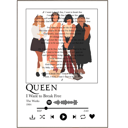 Queen - I Want to Break Free Prints - 98typessong lyric prints