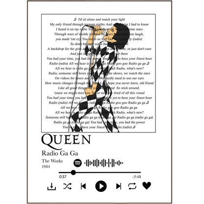 Queen - Radio Ga Ga Prints - 98typessong lyric prints