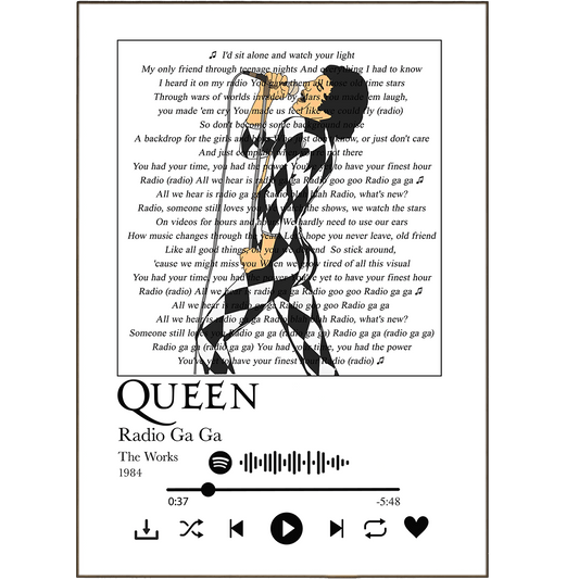 Queen - Radio Ga Ga Prints - 98typessong lyric prints