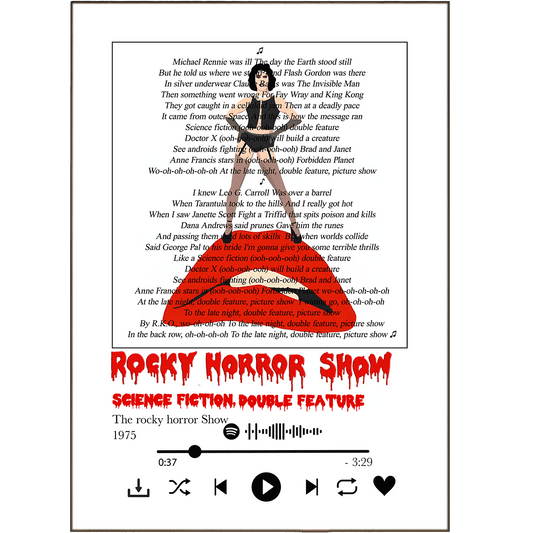 Rocky Horror Show - Science Fiction Double Feature Prints - 98typessong lyric prints