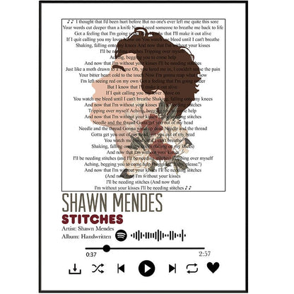 Shawn Mendes - Stitches lyrics Prints - 98typessong lyric prints