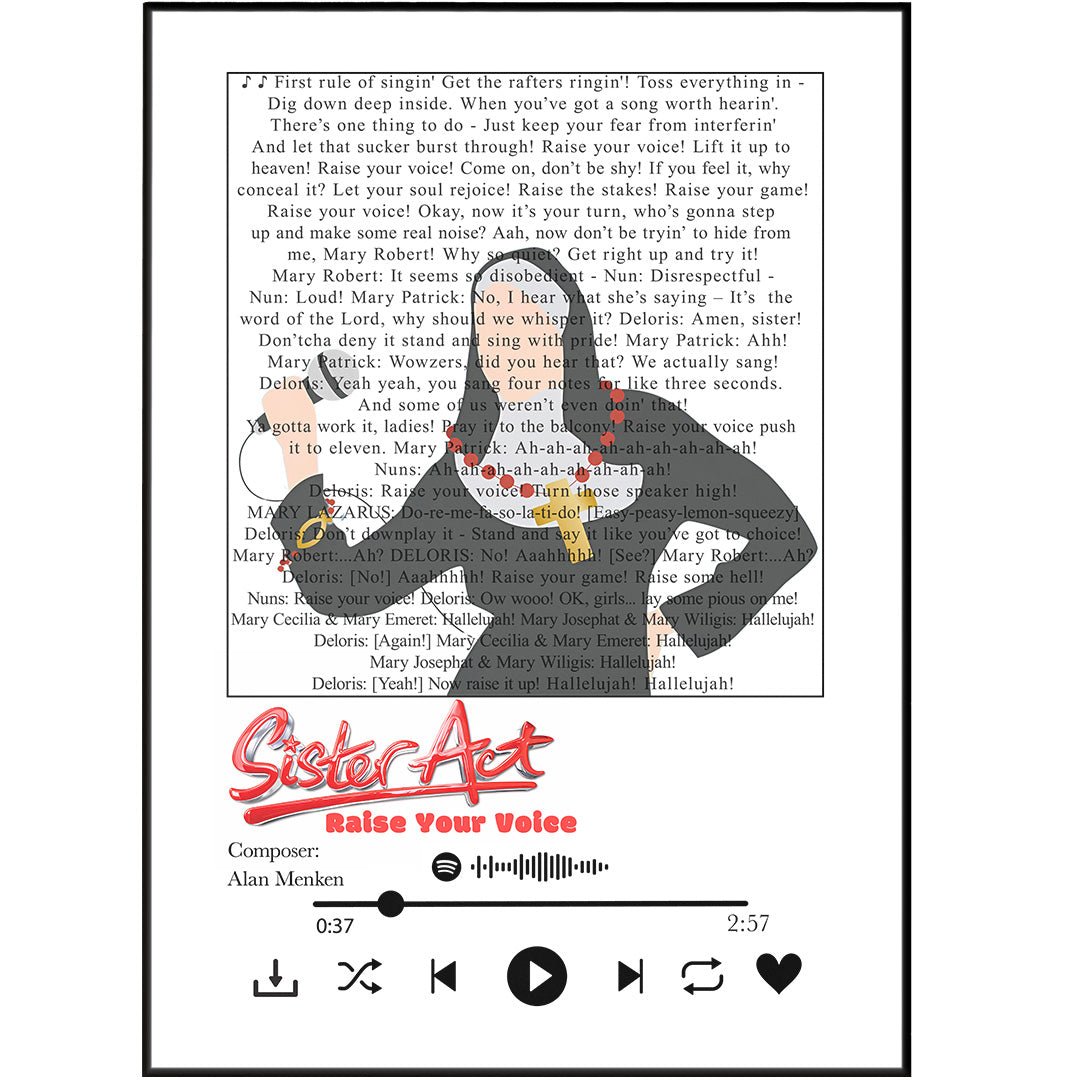 Sister Act - Raise your voice Musical Prints - 98typessong lyric prints