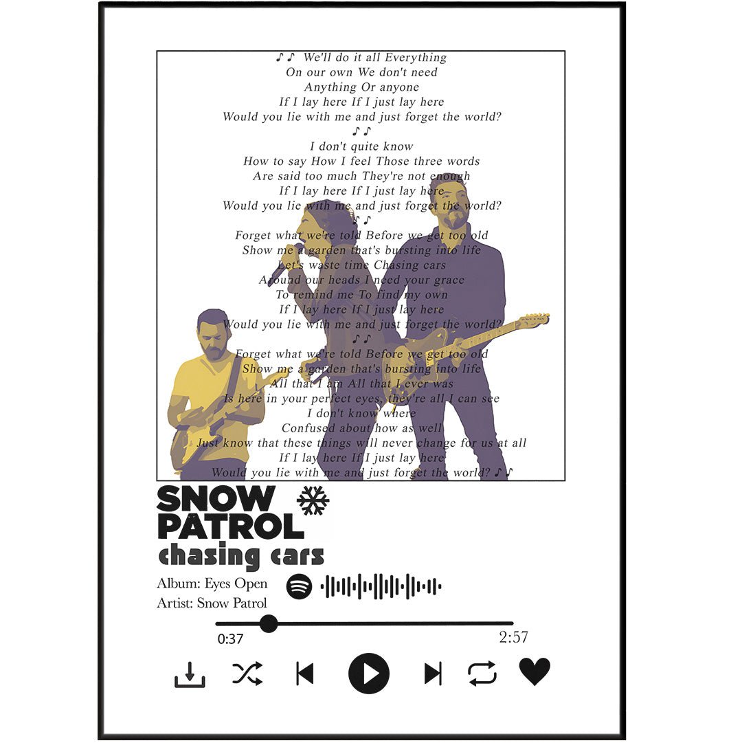 Snow Patrol - Chasing Cars Prints - 98typessong lyric prints