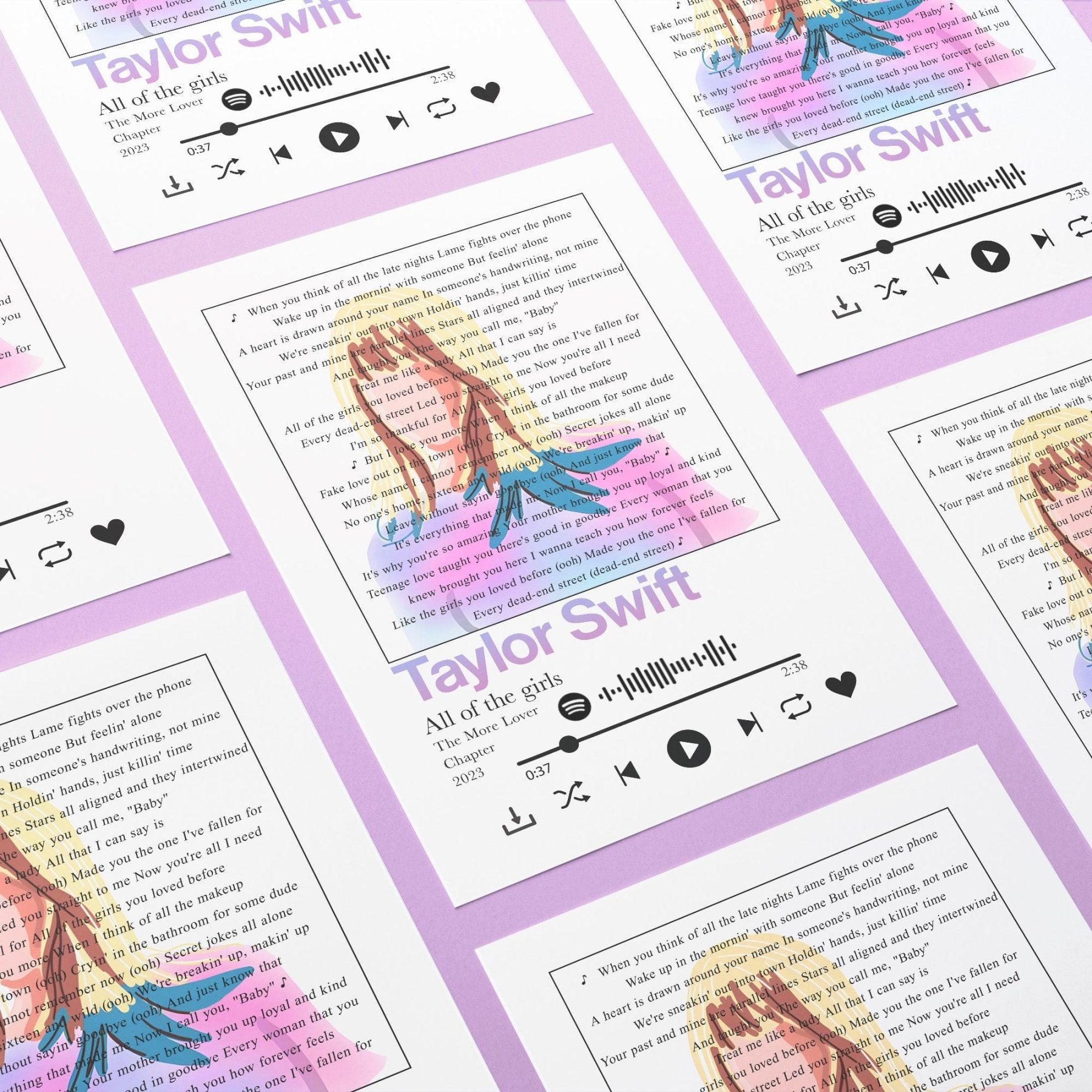 Taylor Swift - All of the girls Prints - 98typessong lyric prints