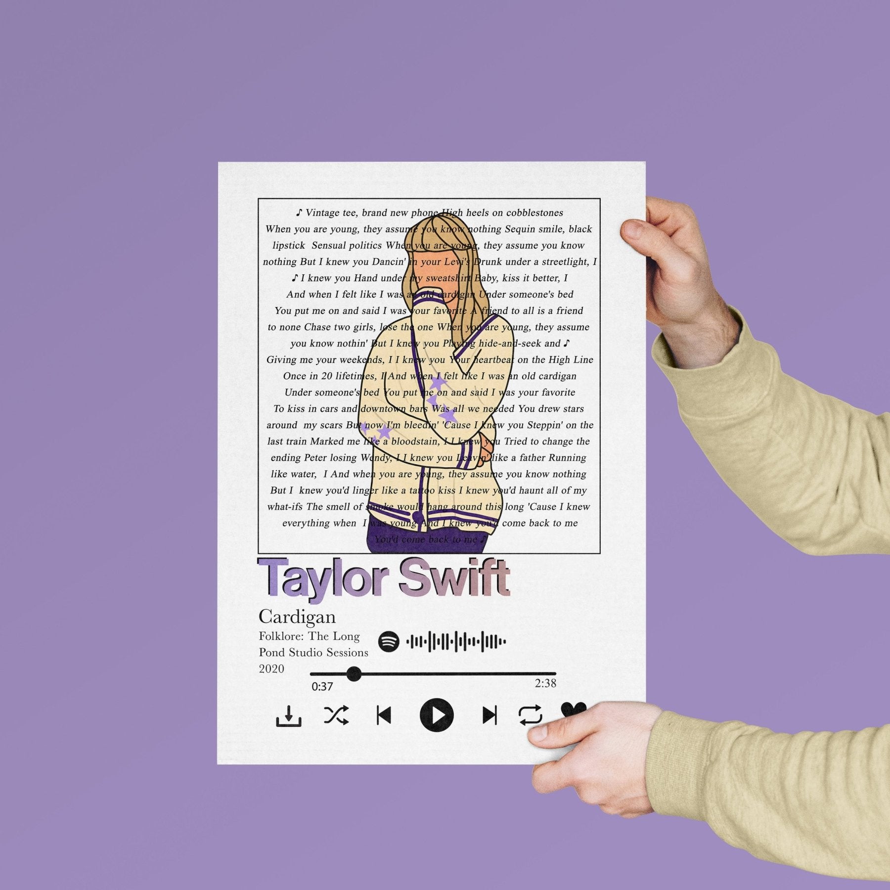 Taylor Swift - Cardigan Lyrics Prints - 98typessong lyric prints