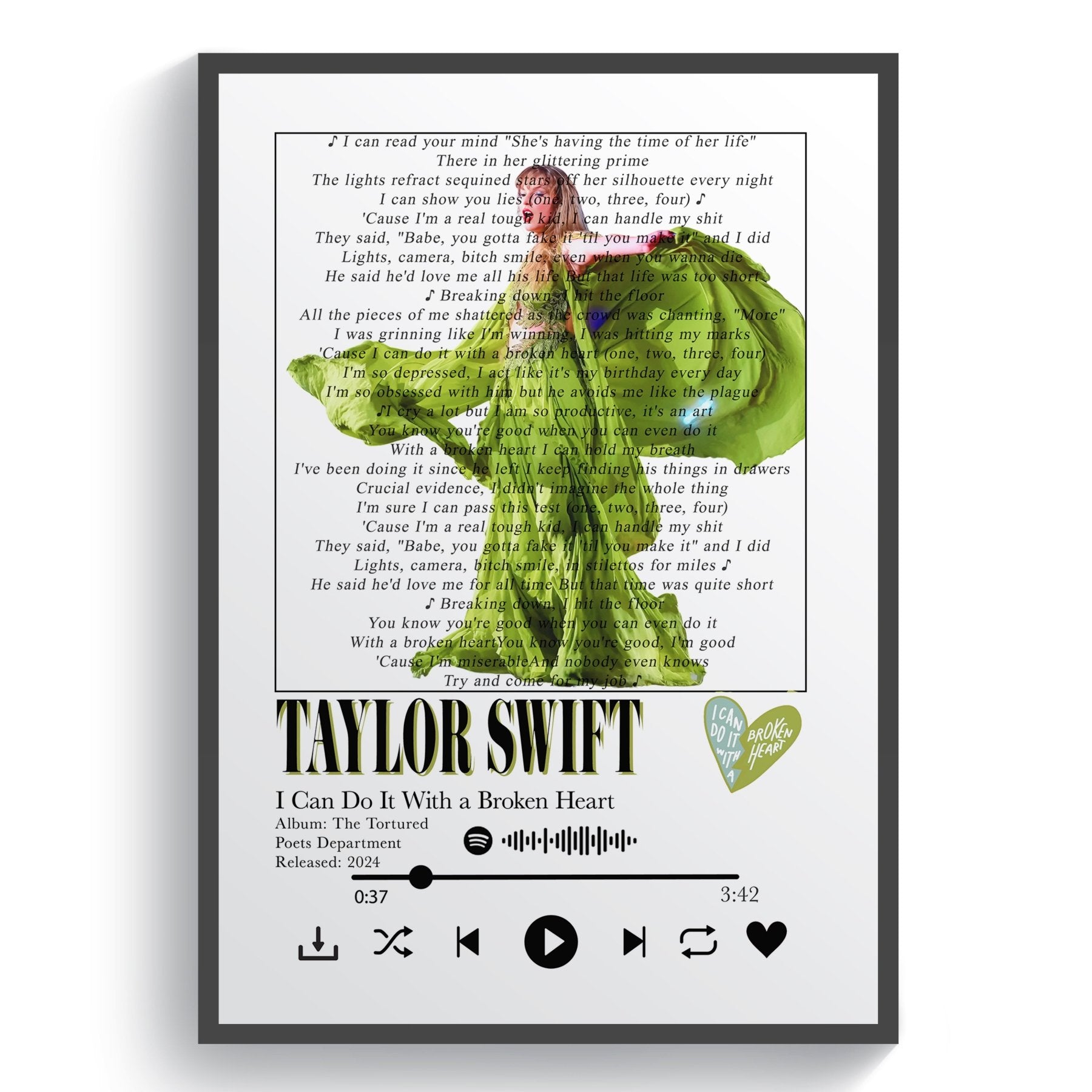 Taylor Swift - I Can Do It With a Broken Heart Lyric Posters - 98typessong lyric prints