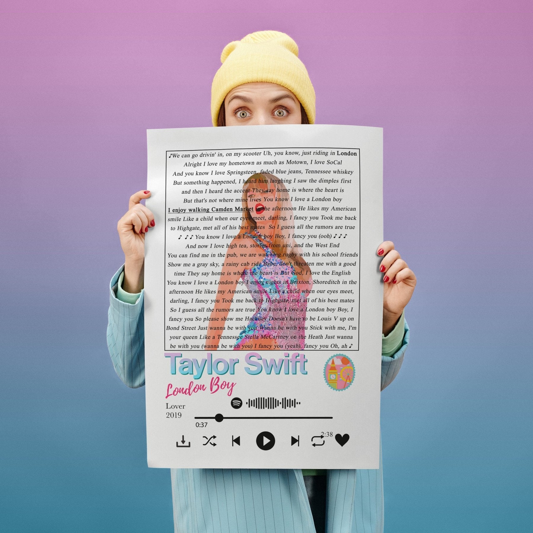 Taylor Swift - London Boy Lyrics Prints - 98typessong lyric prints