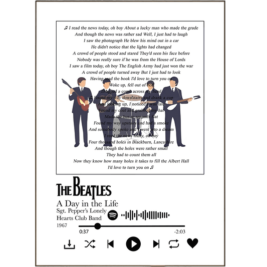 The Beatles - A Day In The Life Prints - 98typessong lyric prints