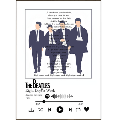 The Beatles - Eight Days a Week Prints - 98typessong lyric prints