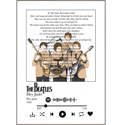 The Beatles - Hey Jude Prints - 98typessong lyric prints