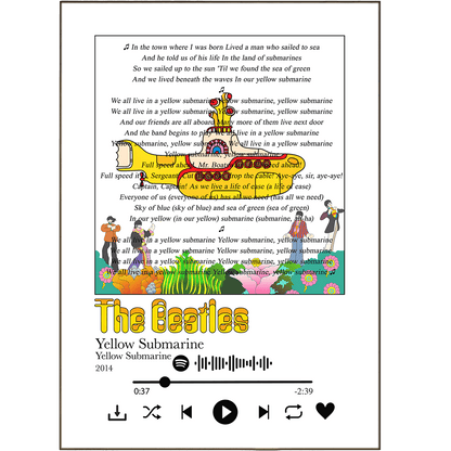 The Beatles - Yellow Submarine Prints - 98typessong lyric prints