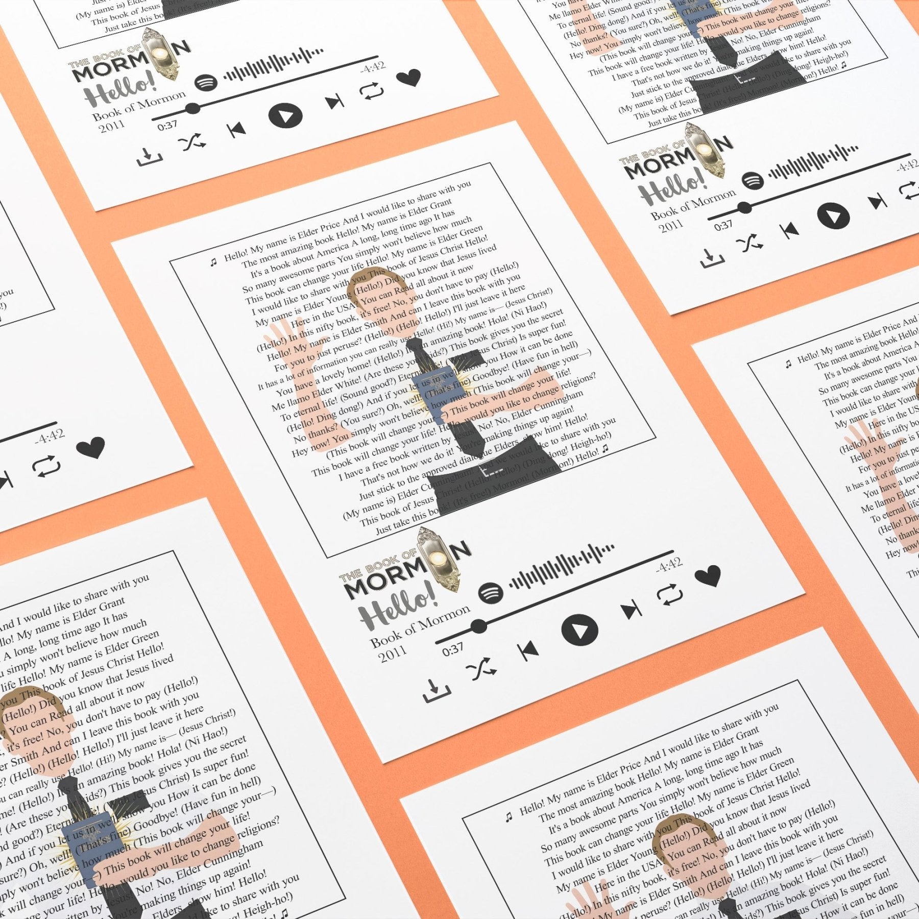The Book of Mormon - Hello Prints - 98typessong lyric prints