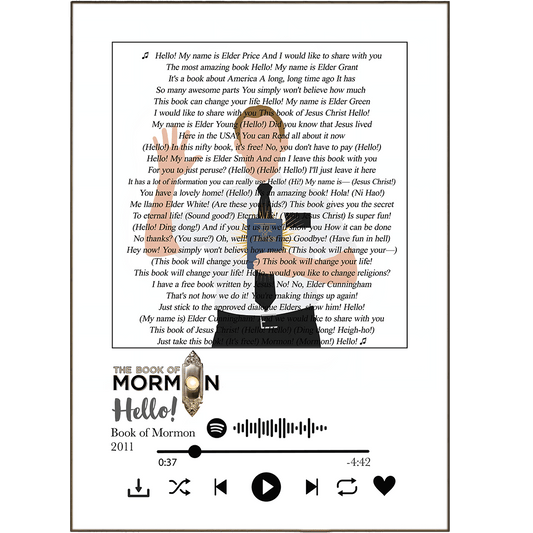 The Book of Mormon - Hello Prints - 98typessong lyric prints