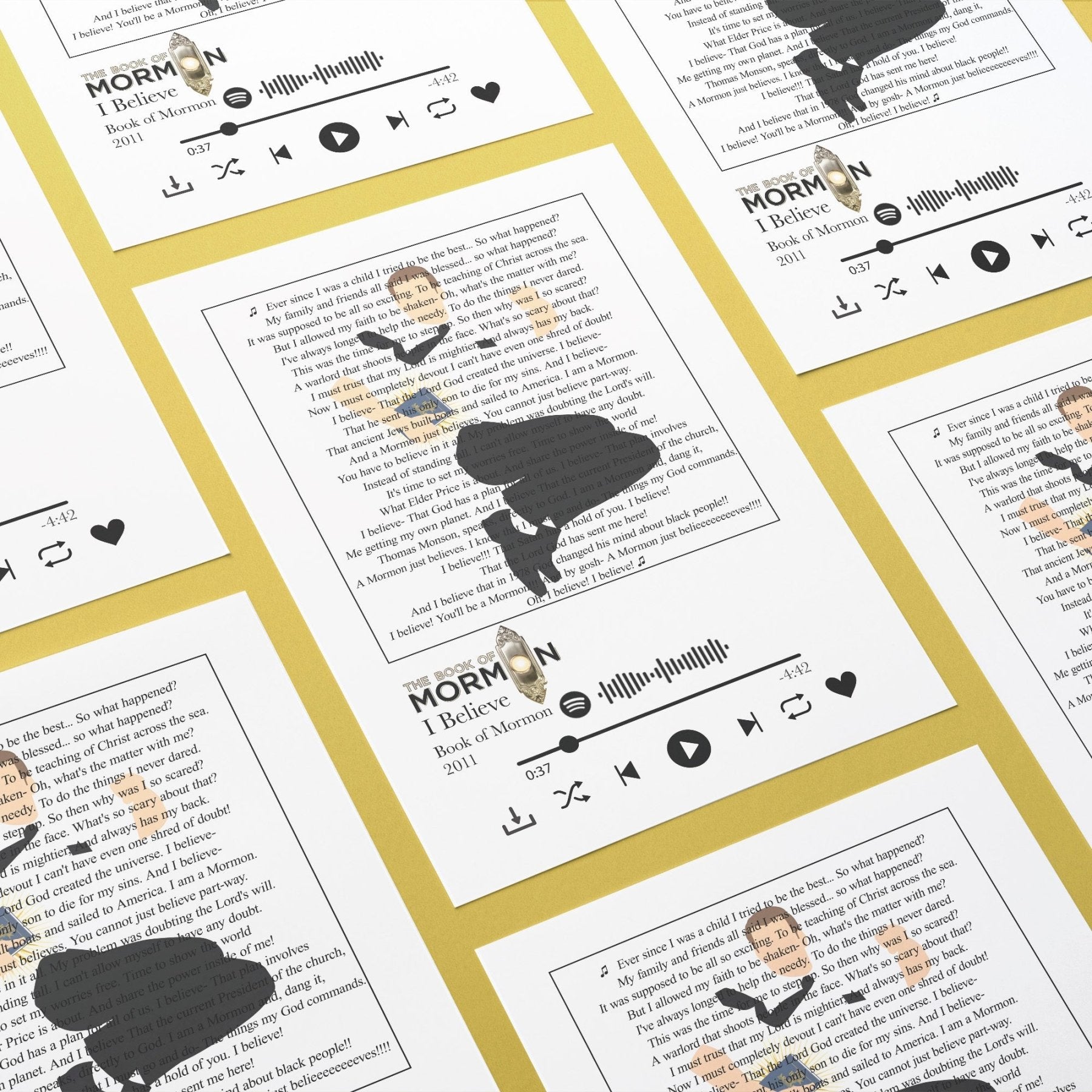 The Book of Mormon - I Believe Prints - 98typessong lyric prints