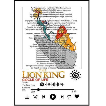 The Lion King Circle of Life Lyrics Prints - 98typessong lyric prints