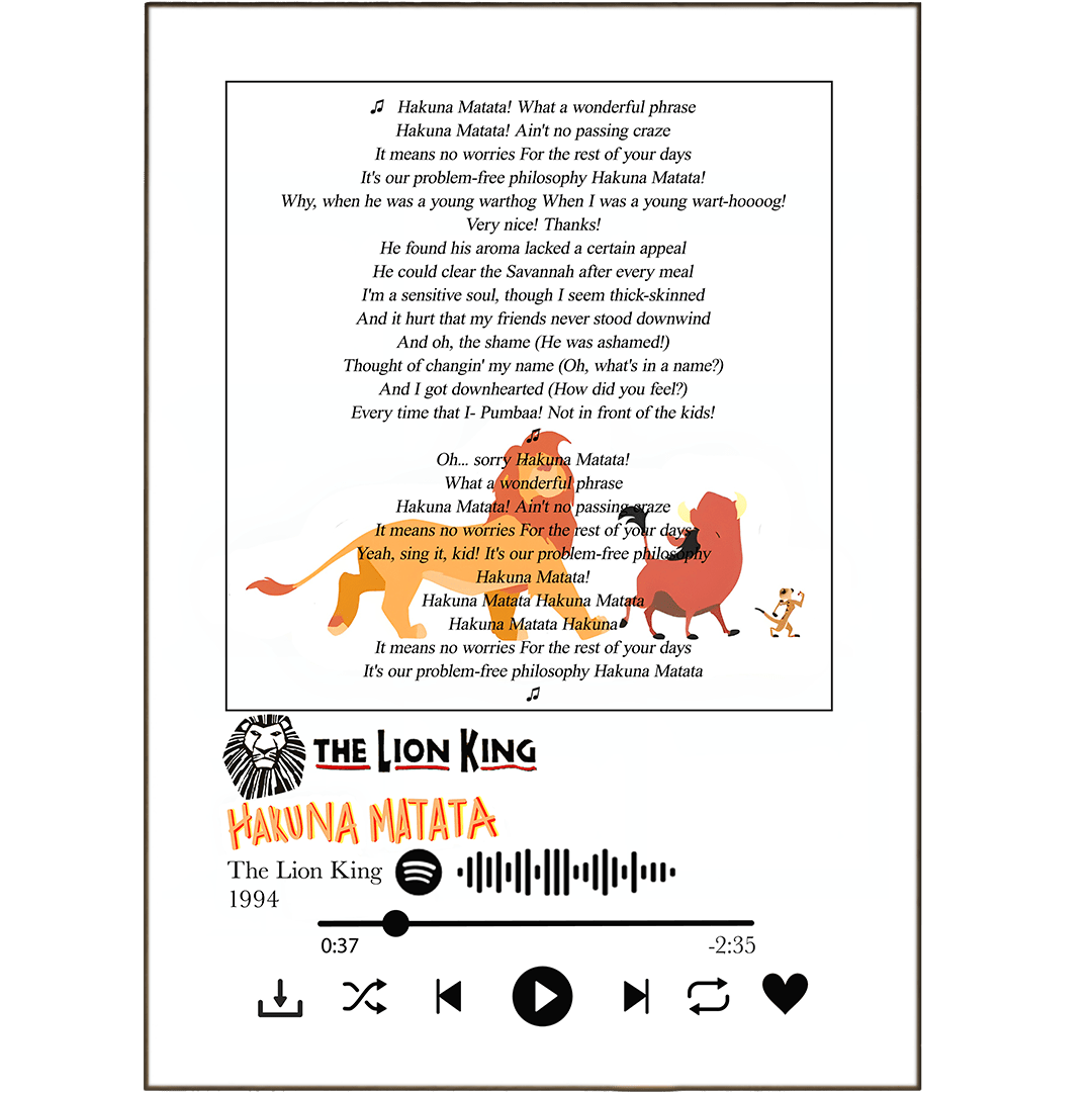 The Lion King Hakuna Matata Song Lyrics Modern Wall Art Prints the-lion-king-hakuna-matata-song-lyrics-modern-wall-art-prints