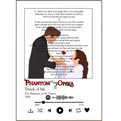 The Phantom Of The Opera - Think of Me Prints - 98typessong lyric prints