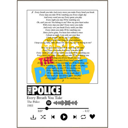 The Police - Every Breath You Take Prints - 98typessong lyric prints