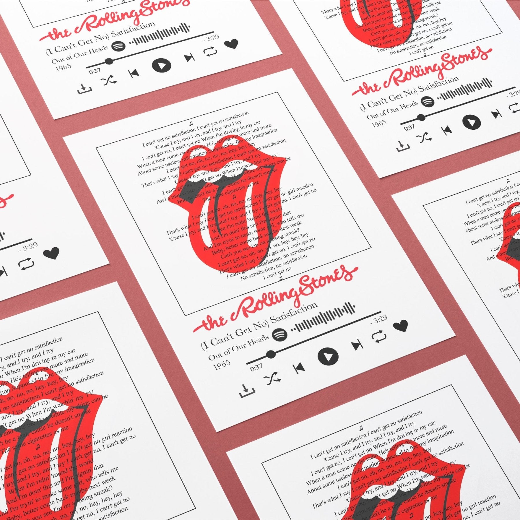 The Rolling Stones - I Can't Get No Satisfaction Prints - 98typessong lyric prints