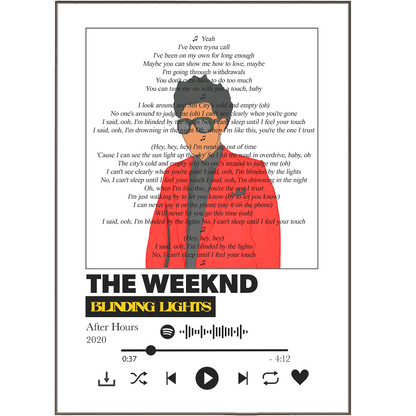 The Weeknd - Blinding Lights Lyrics Prints - 98typessong lyric prints