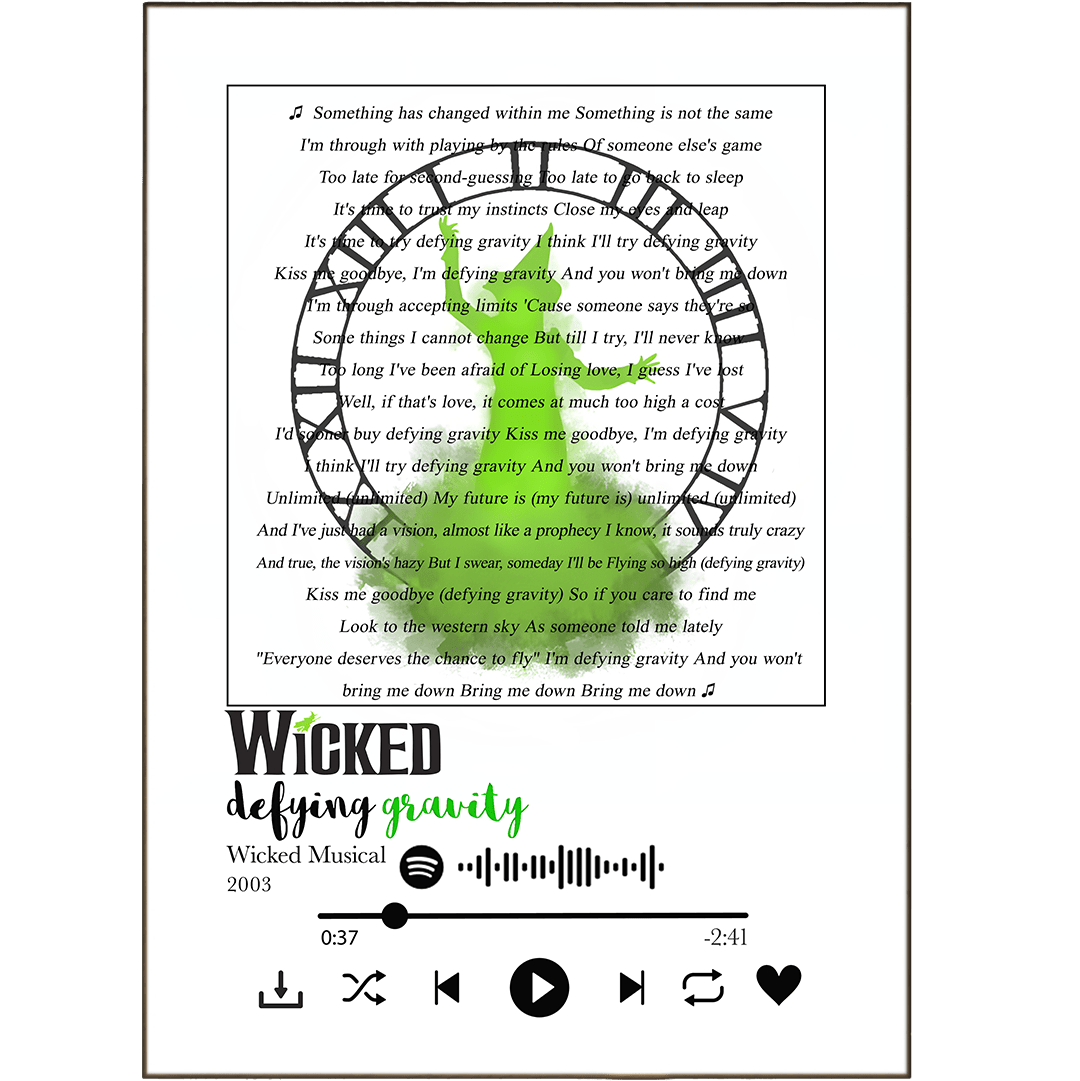 thumbnail image 2 of Wicked Musical Quote Broadway Art Print - Witch Wall Art, Birthday Gift 2 of 4