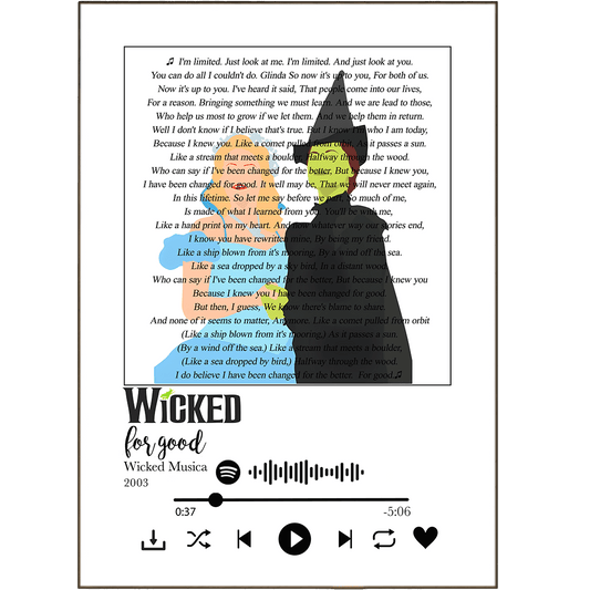 Wicked The Musical - For Good Prints - 98typessong lyric prints