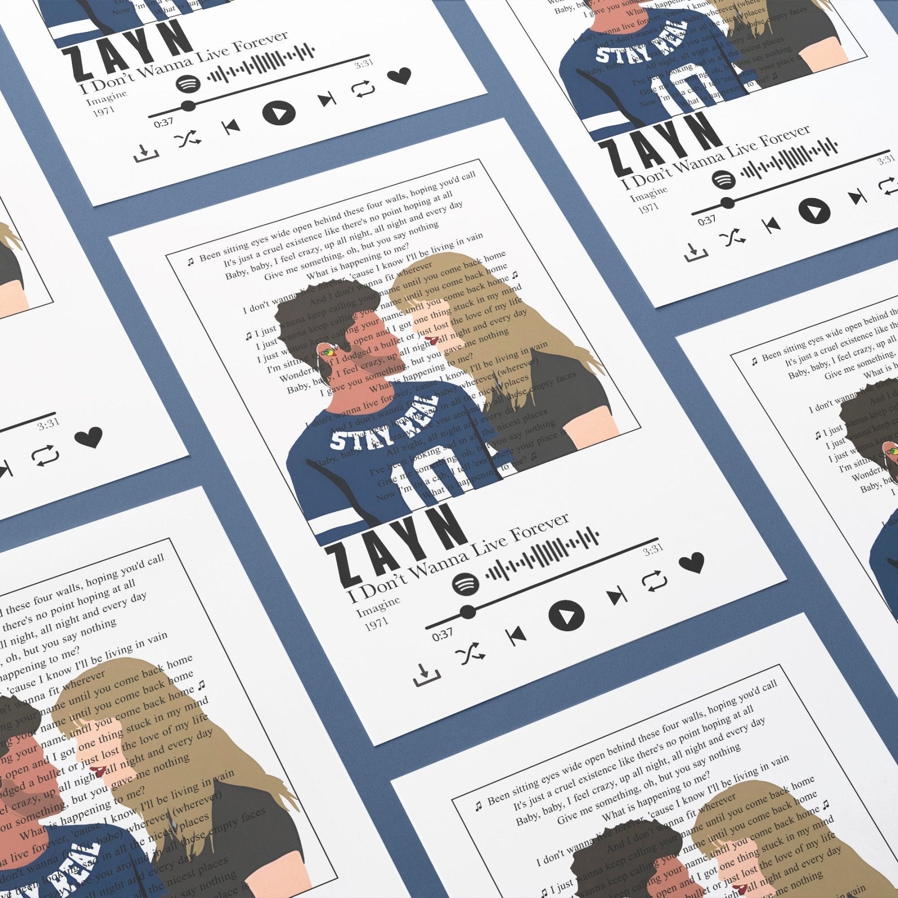 Zayn - I Don’t Wanna Live Forever Prints - 98typessong lyric prints