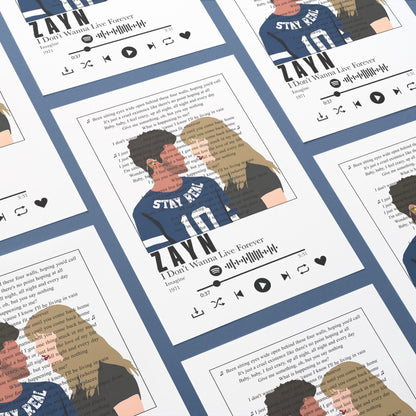 Zayn - I Don’t Wanna Live Forever Prints - 98typessong lyric prints