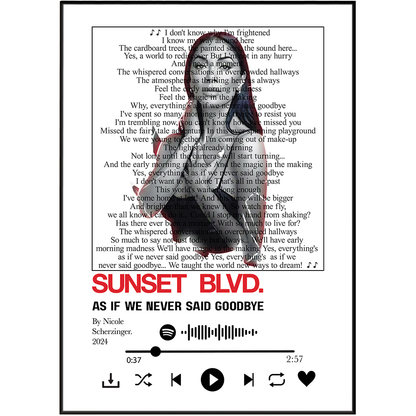 A square graphic print featuring the song cover art for Nicole Scherzinger's 'Sunset Blvd. - As If We Never Said Goodbye'.