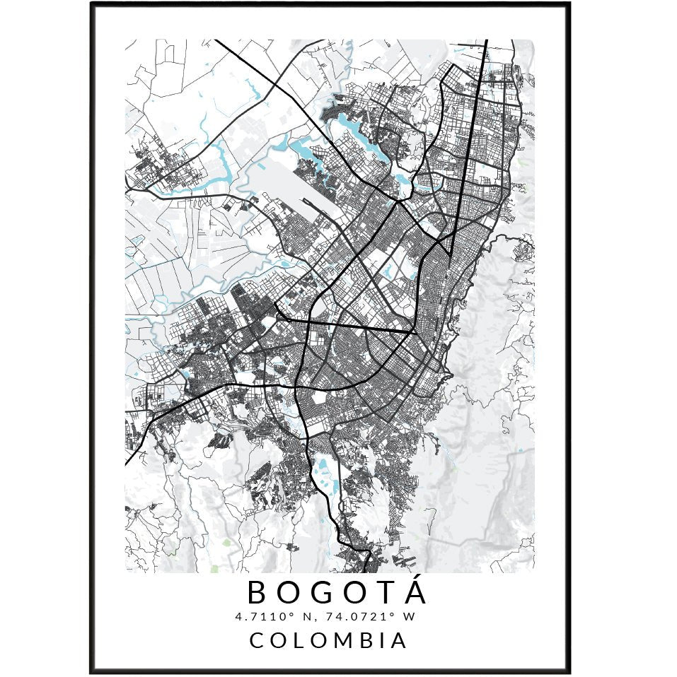 Bogota Colombia City Street Map Posters - 98typesSur america Maps