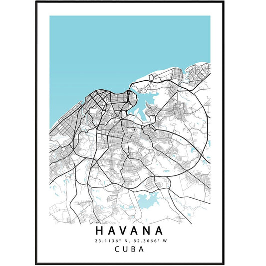 Havana Map Print - 98typesSur america Maps