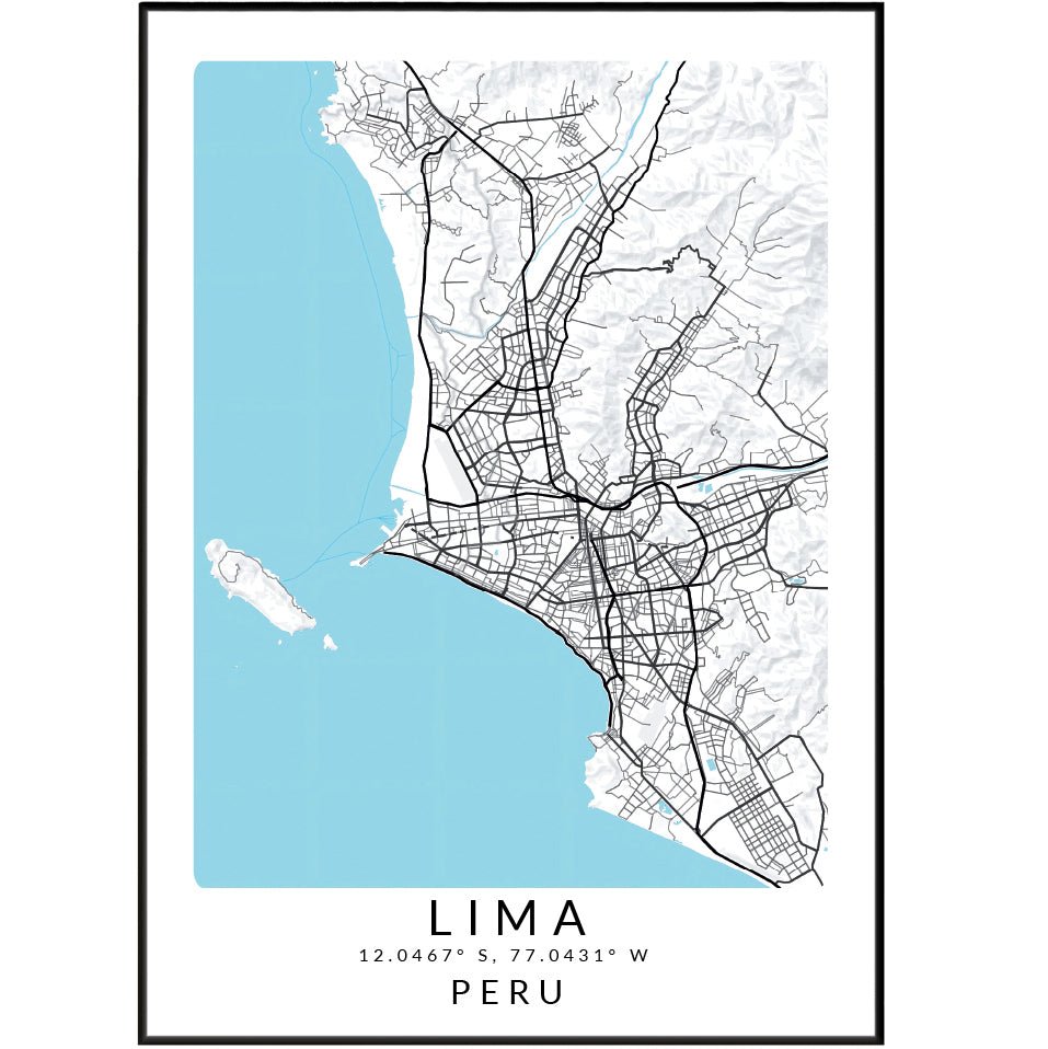 Lima Peru City Street Map Posters - 98typesSur america Maps