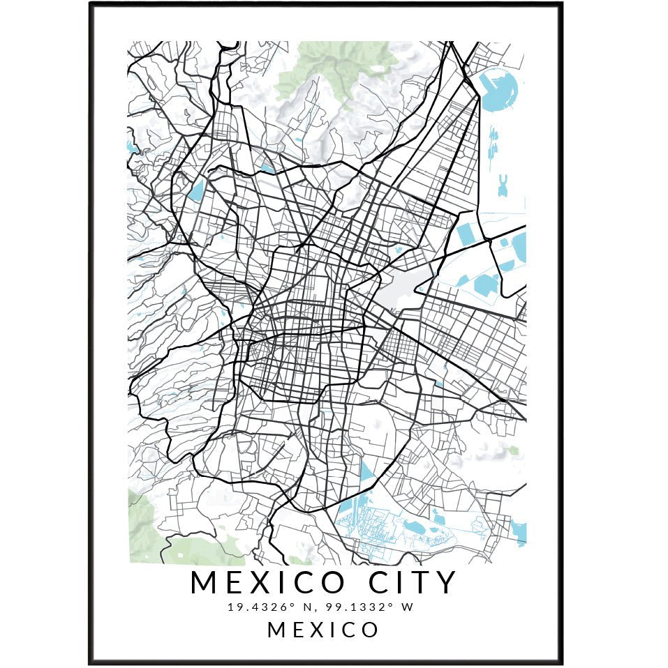 Mexico City Street Map Posters - 98typesSur america Maps