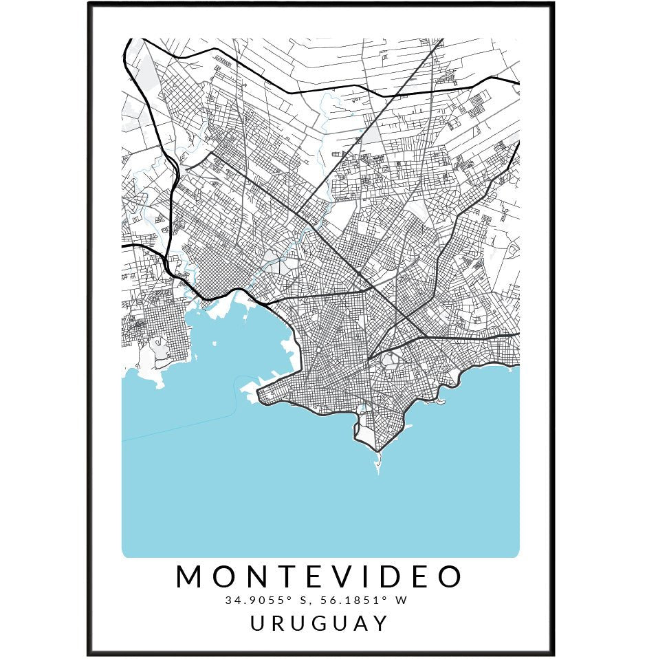 Montevideo Uruguay City Street Map Posters - 98typesSur america Maps