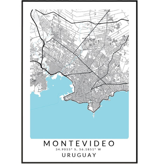 Montevideo Uruguay City Street Map Posters - 98typesSur america Maps