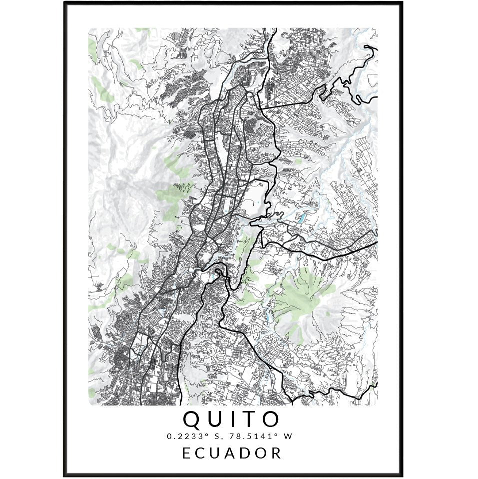 Quito Ecuador City Street Map Posters - 98typesSur america Maps