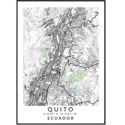 Quito Ecuador City Street Map Posters - 98typesSur america Maps
