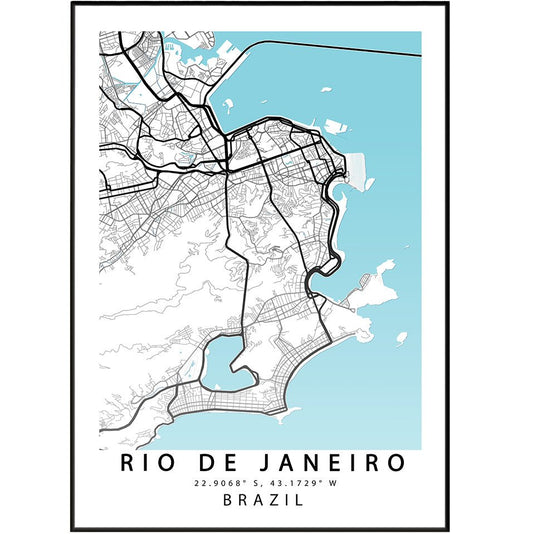 Rio de Janeiro Brazil Map Print - 98typesSur america Maps