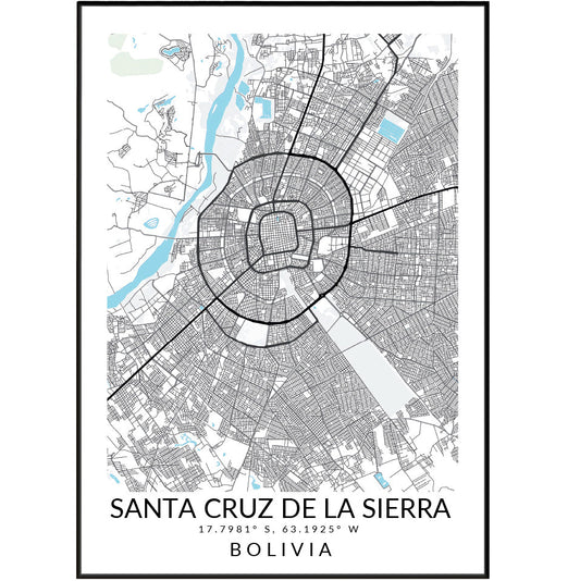 Santa Cruz de la Sierra City Street Map Posters - 98typesSur america Maps