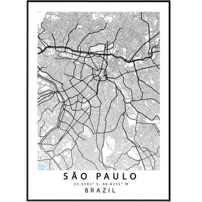 SAO PAULO Brazil Print - 98typesSur america Maps