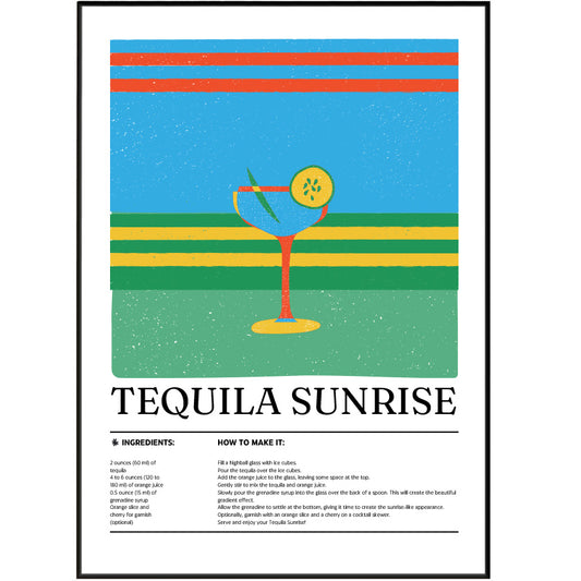 Tequila Sunrise Cocktail Posters