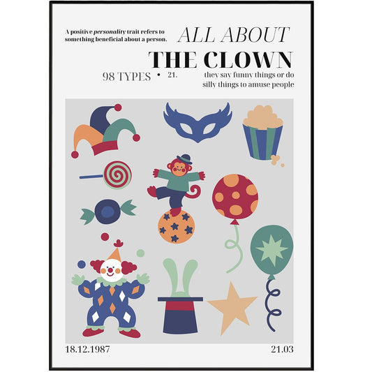 The Clown Personality Poster - 98typesthe Personality Poster