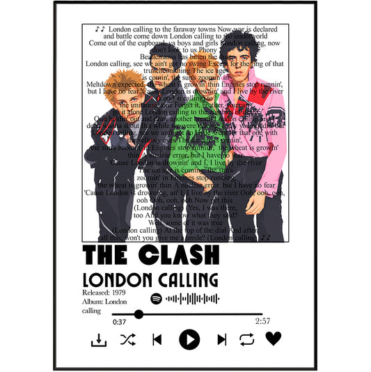 The Clash London Calling song lyric print wall art by 98types